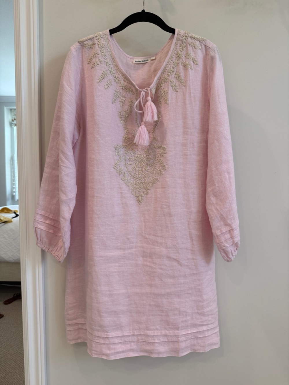 Roller Rabbit Light Pink Embroidered Tassel Tunic Dress